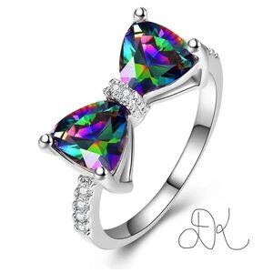 STERLING SILVER BRIDAL ENGAGEMENT SET RING